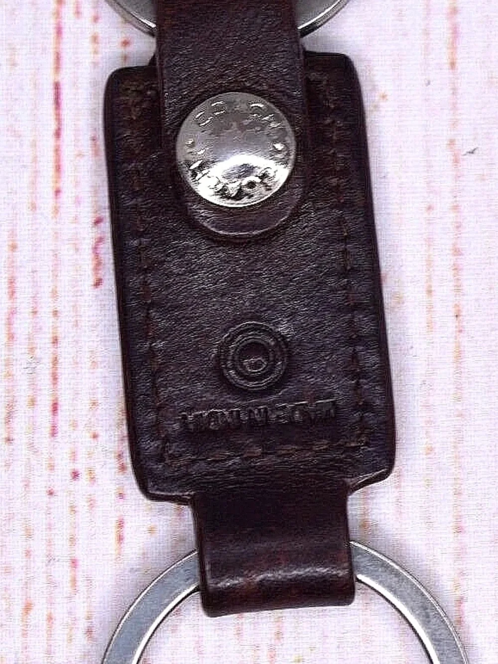 Coach Brown Leather Double Ring Valet Key Chain Key Fob